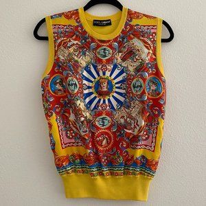 AUTHENTIC Dolce & Gabbana Silk Carretto Print Top